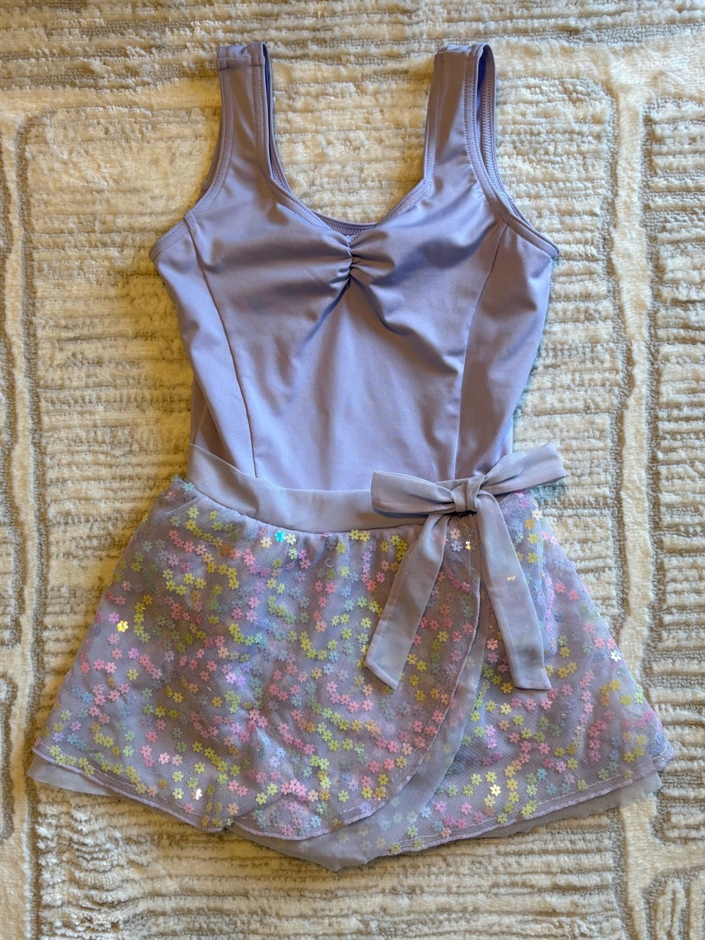 Capezio Flower Fairy Pixie Tank Dress with Floral Sequin Wrap Skirt